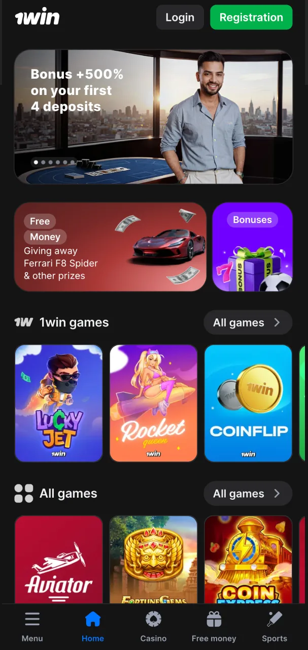 Discover the 1win main page offering complete platform access.