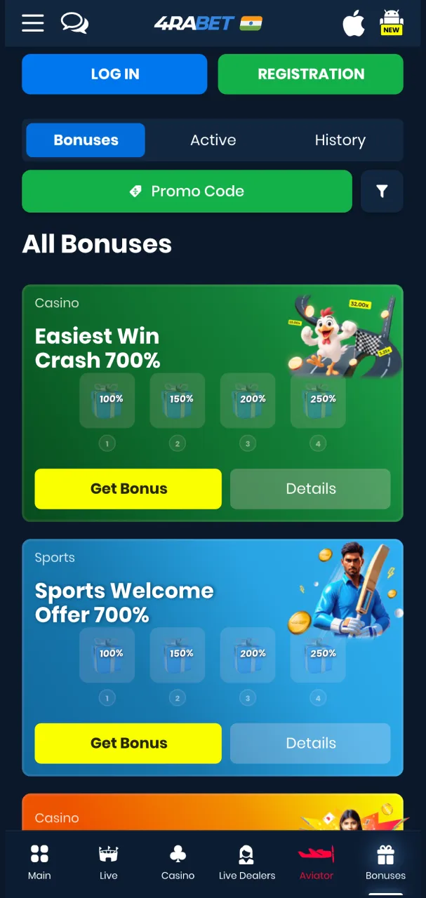 4rabet promotions page highlighting exclusive bonuses and rewards.