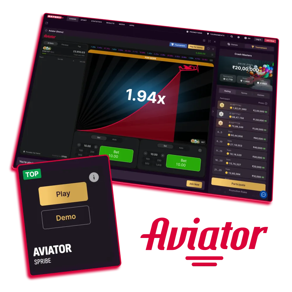 Try Aviator demo game for free.