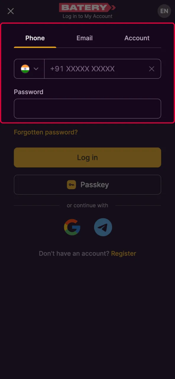 Check username and password for Aviator game.