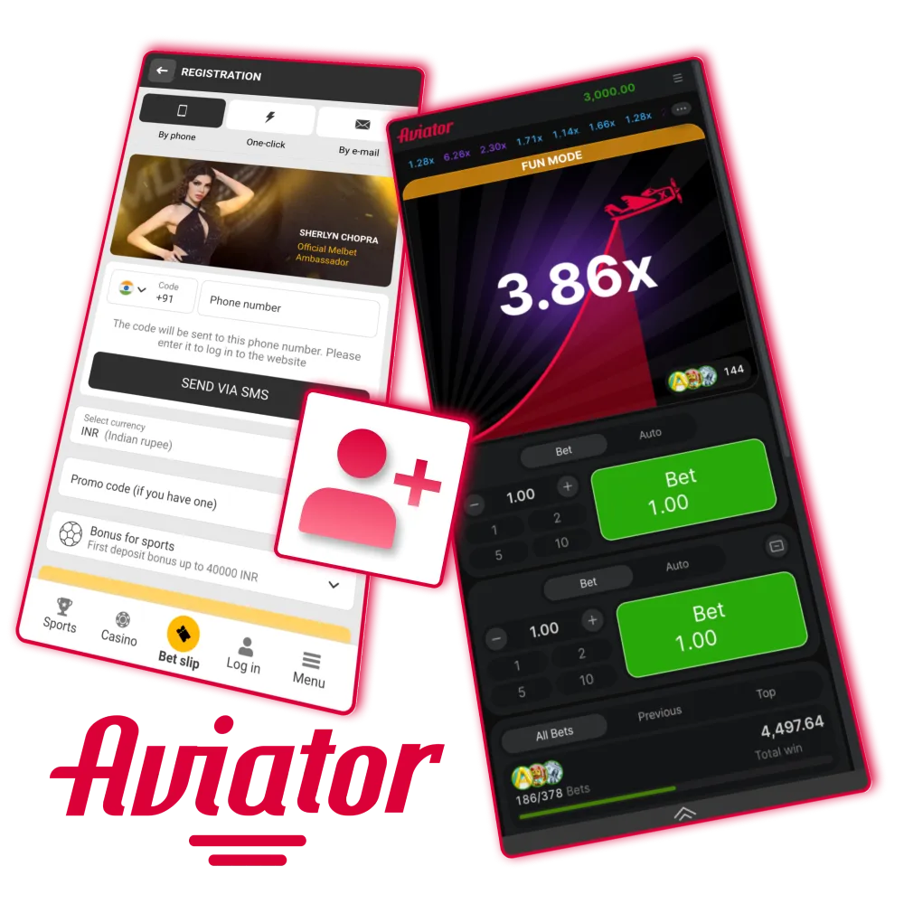 Aviator login and registration steps.