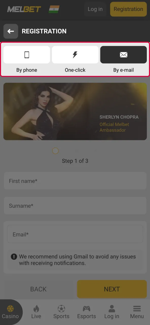 Select email phone or social login for Aviator.