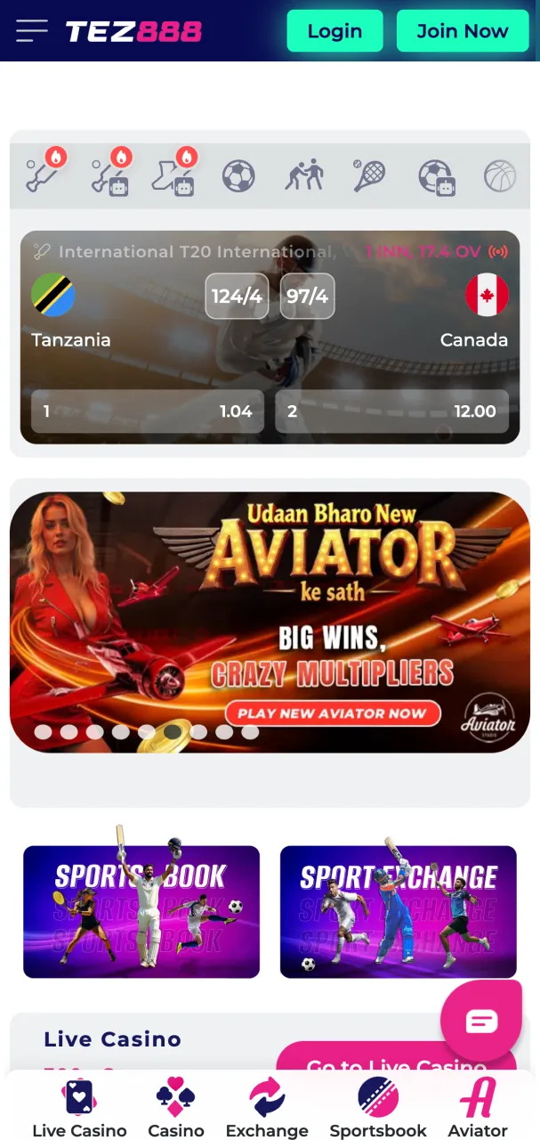 Explore Tez888 homepage for casino and Aviator options.