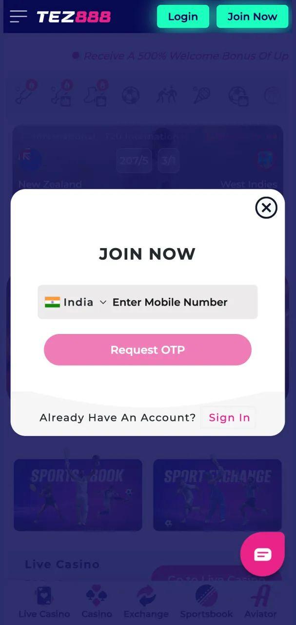 Join Tez888 by filling out the registration form.