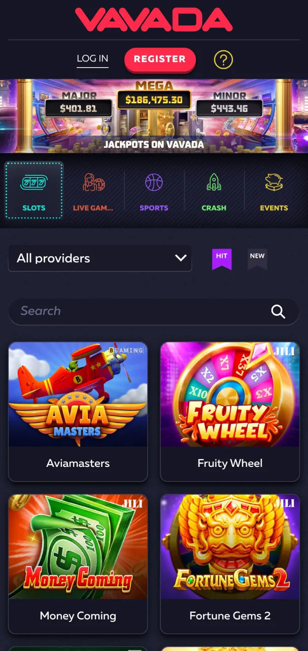 Vavada website highlighting variety of casino titles for players.