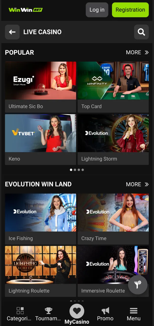 Immersive WinWin live‑casino screen with real‑time dealer action.