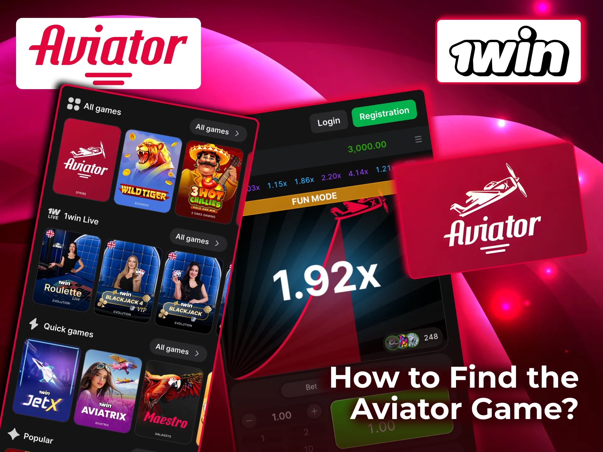 Aviator game at 1win found easily in sidebar or Casino section after login.