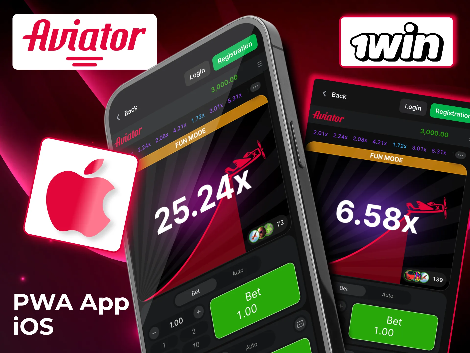 iOS PWA guide for 1win Aviator shows quick install with home screen shortcut.