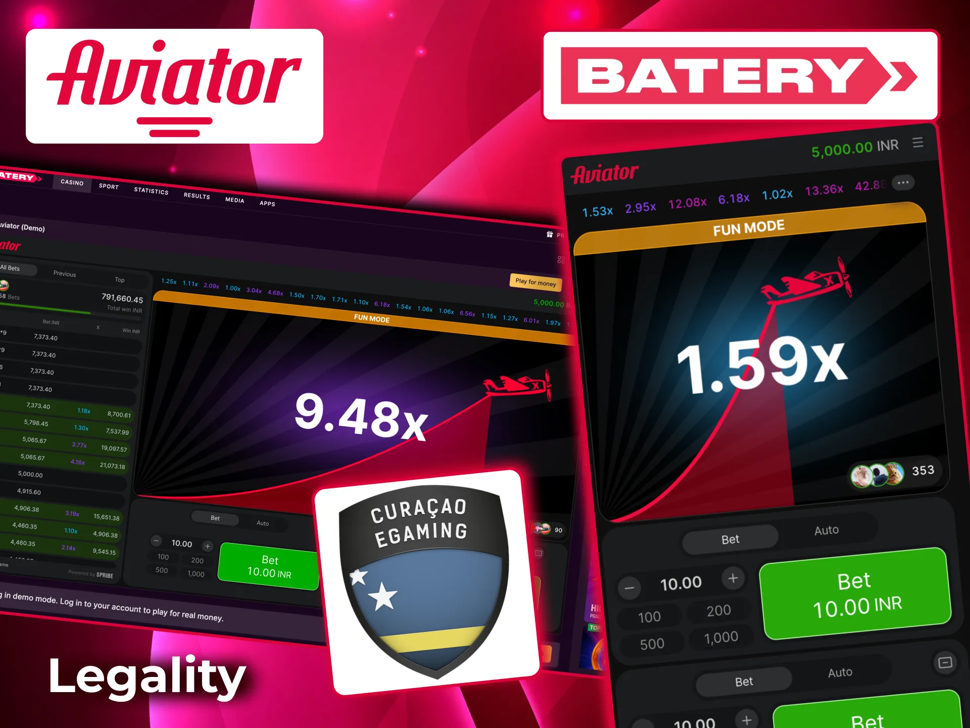 Aviator Batery legal in India with Curaçao licence and SSL protection.