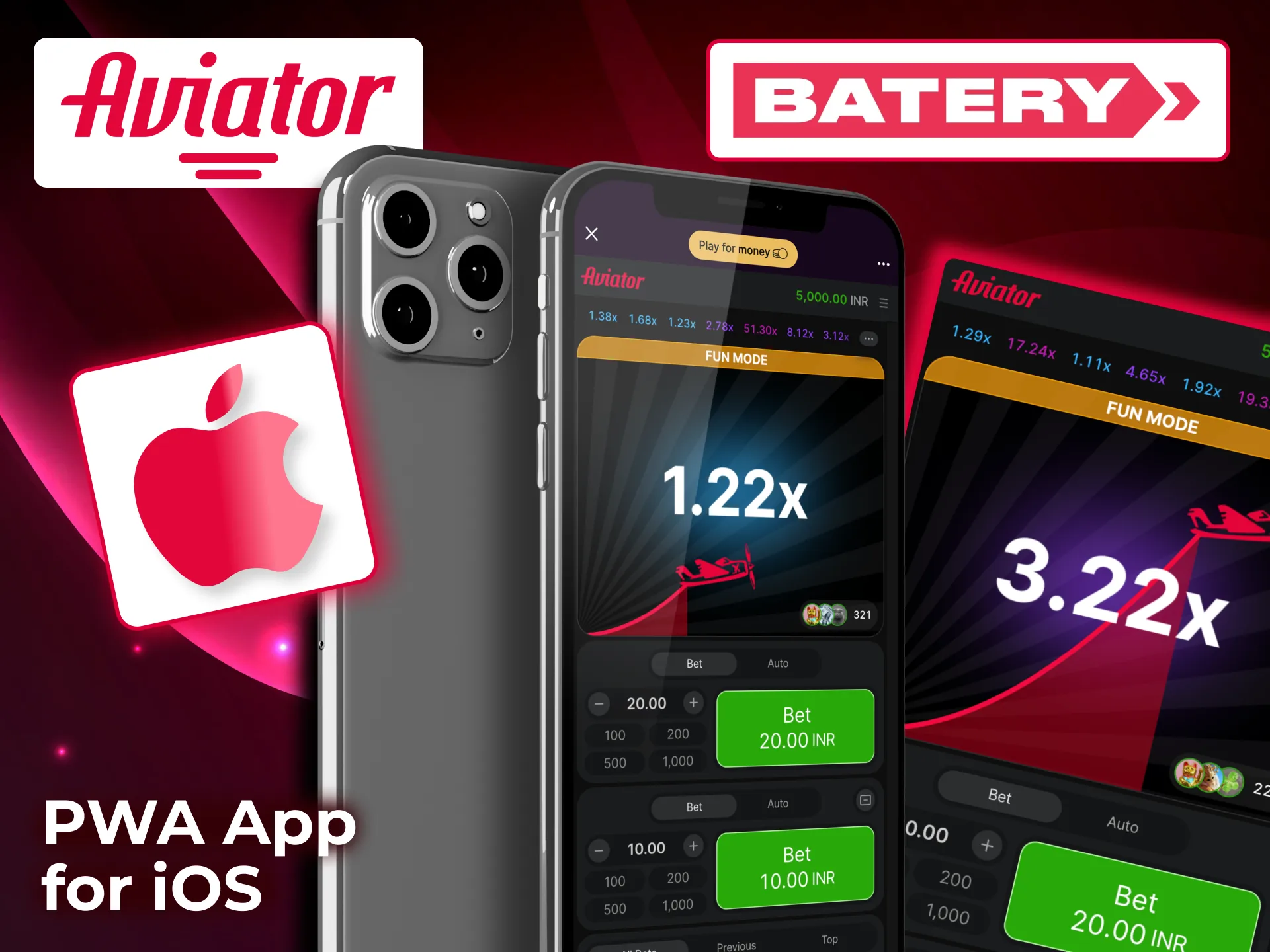 Install Aviator Batery PWA on iPhone using Safari and Add to Home Screen option.