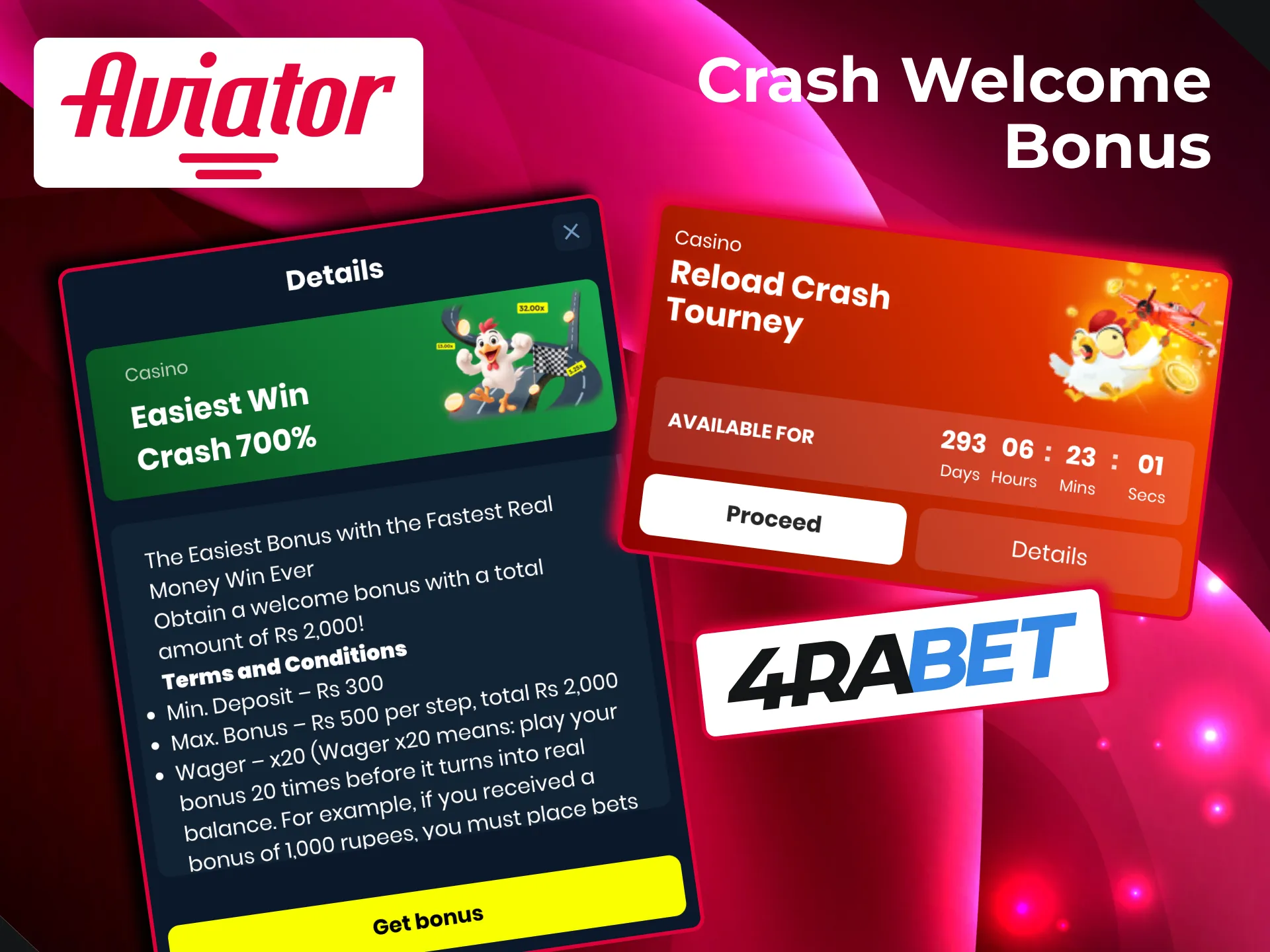 Aviator 4rabet promotion grants newcomers a 700% deposit bonus capped at 20,000 INR.