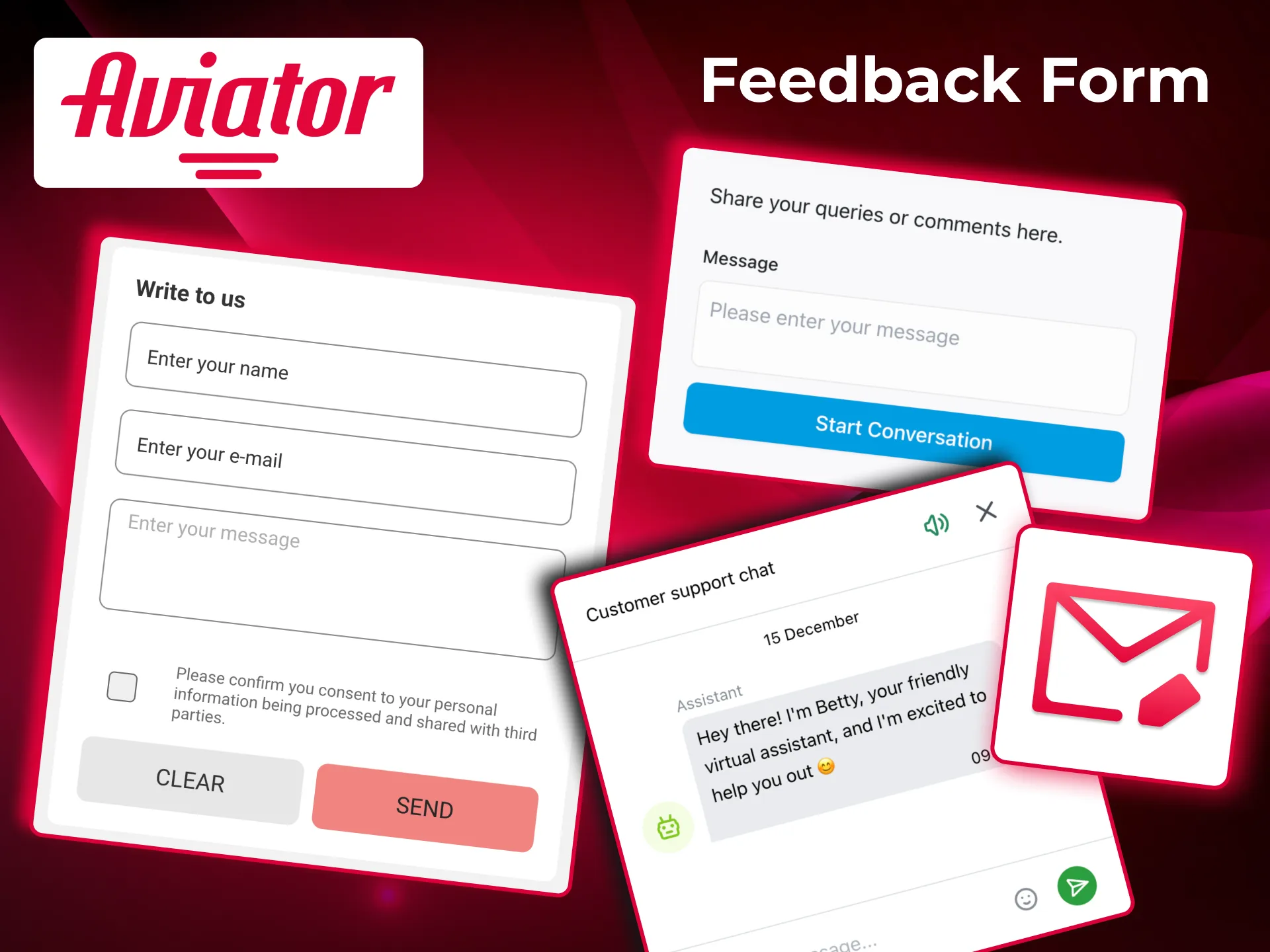 Use Aviator feedback form to reach owner or team for site‑related issues and fast replies.