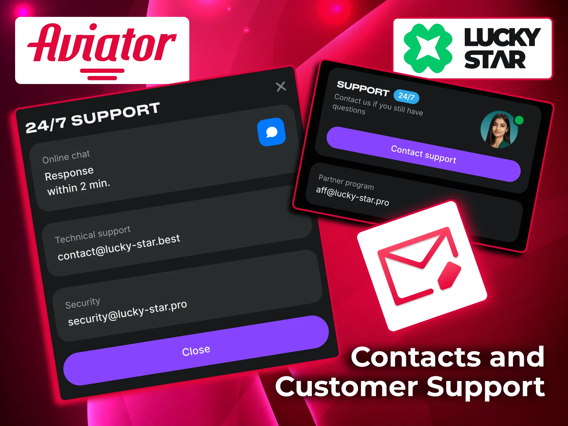 Get help from Lucky Star support team by live chat or phone anytime.