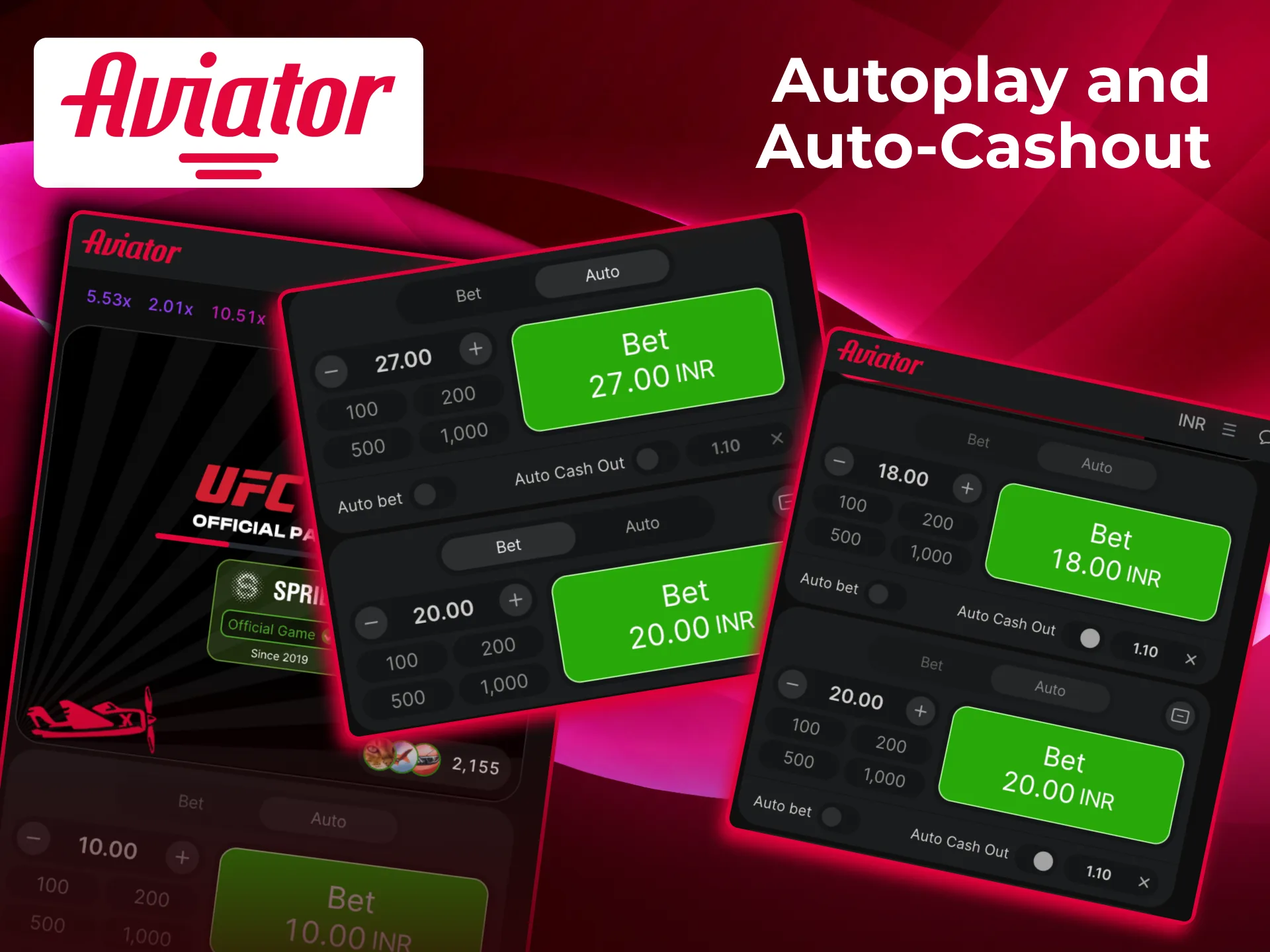 Autoplay in Aviator repeats bets while auto cash out secures winnings at set multiplier.