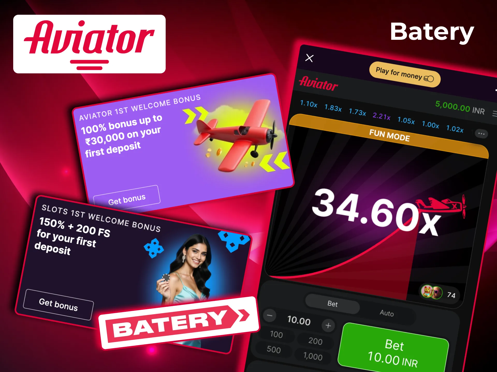 Batery Casino ranked top Aviator brand in India with big bonuses.