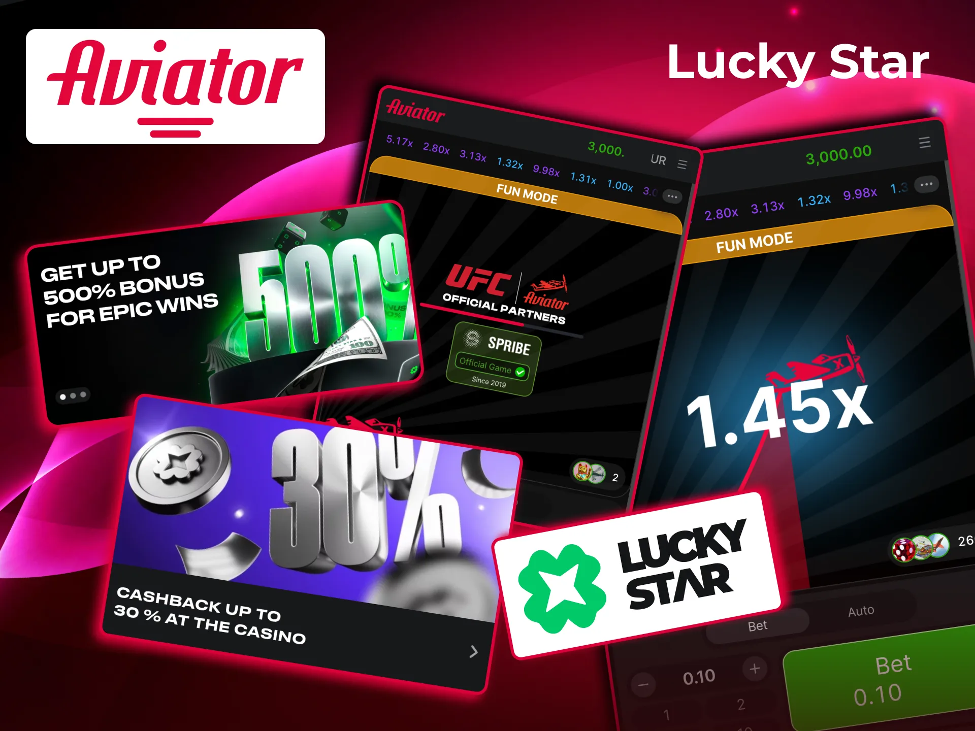 Aviator at Lucky Star Casino offered in separate section with easy access for players.