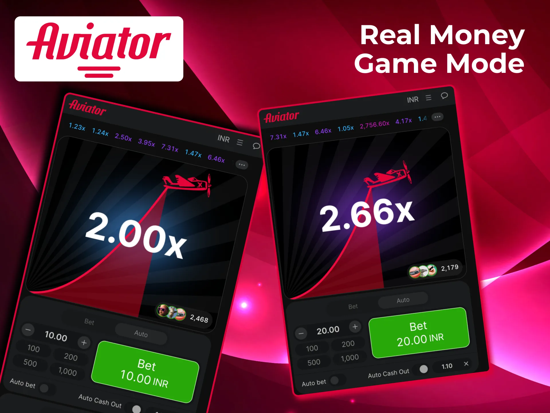 Aviator real money mode lets players bet and win in Indian rupees.