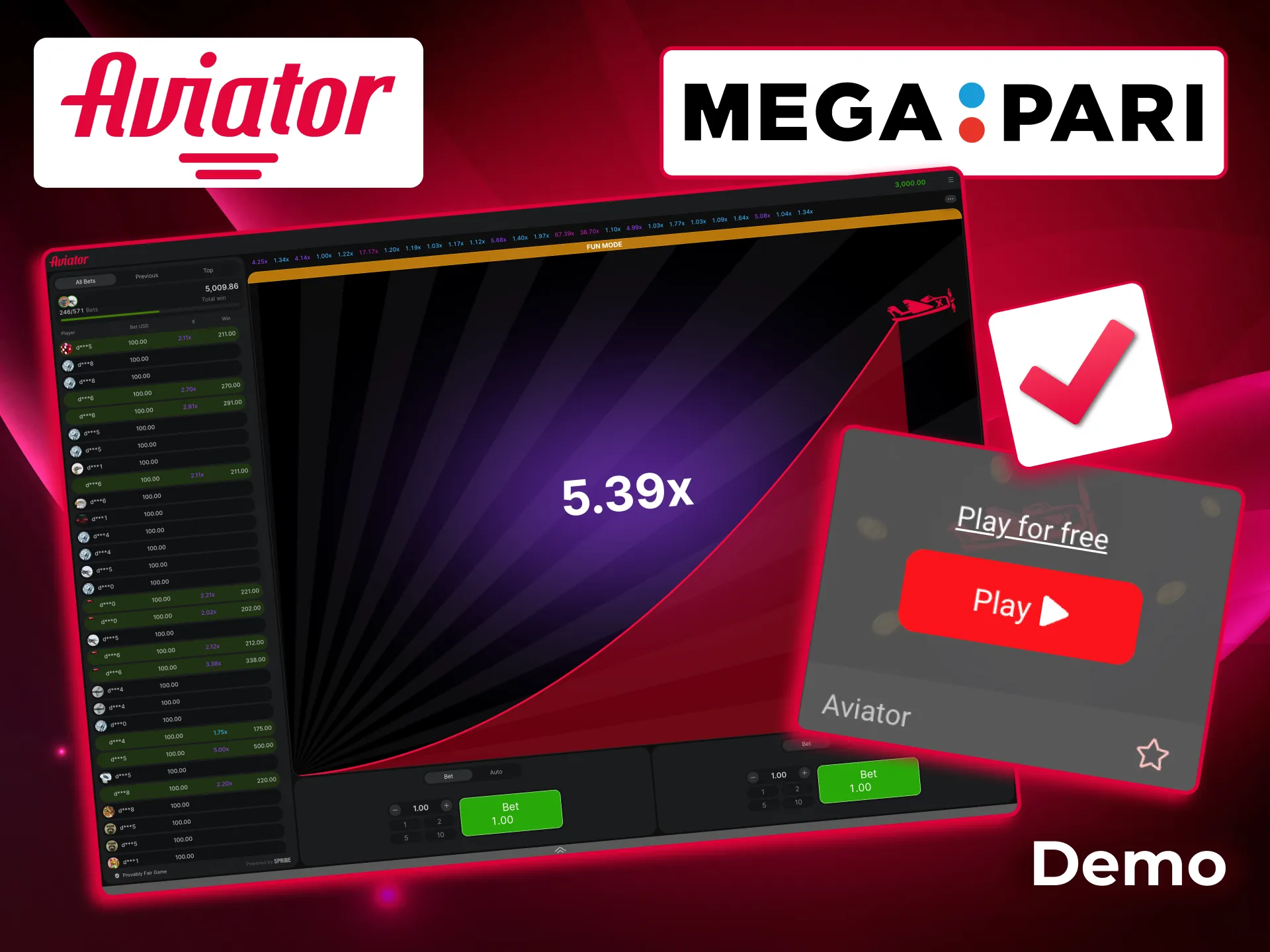 Practice Aviator tactics in demo mode on Megapari.