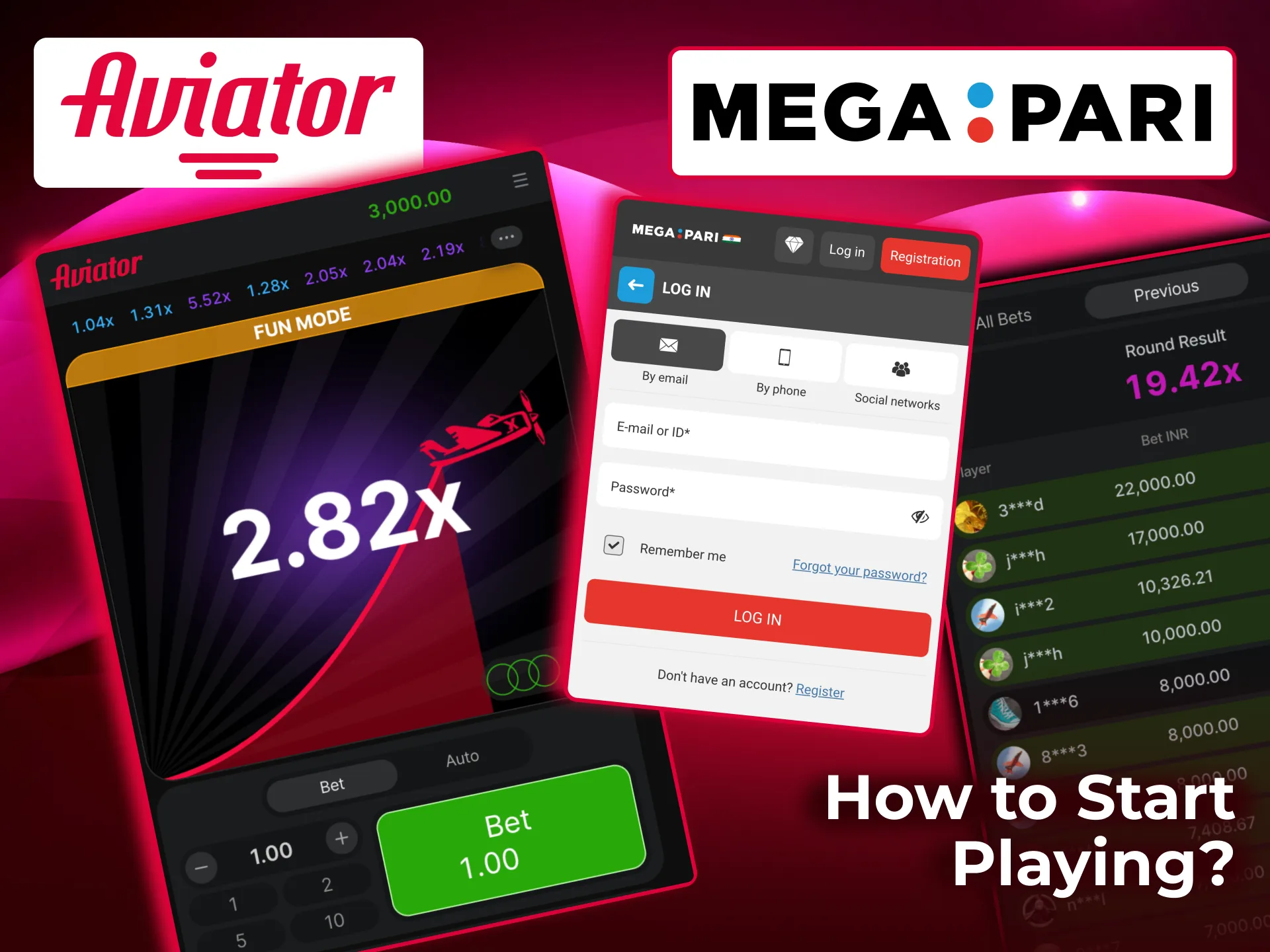 Register on Megapari and play Aviator.