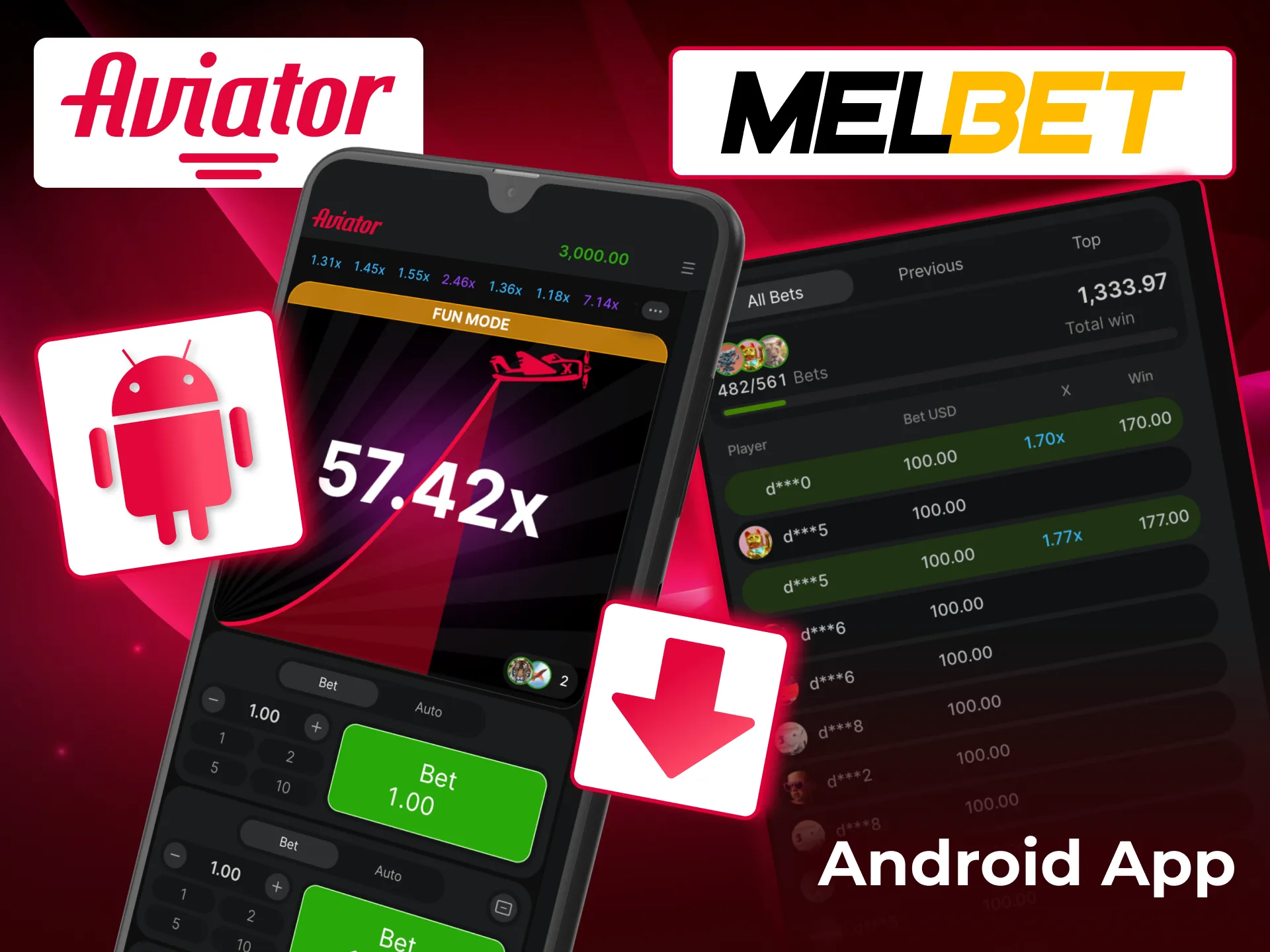 Access Aviator and casino games via MelBet Android mobile application.