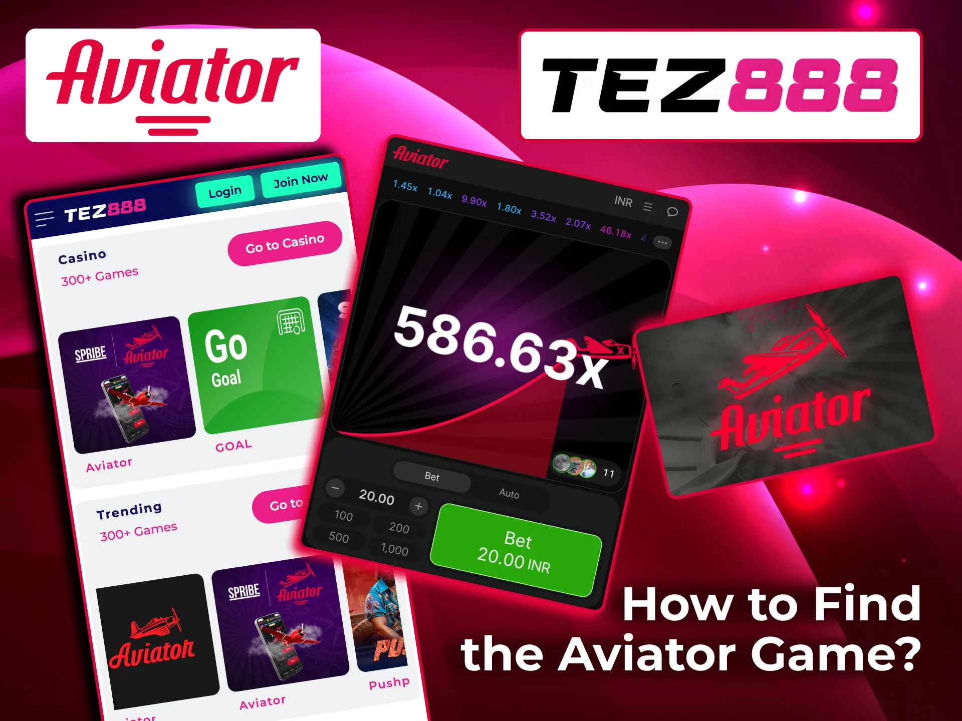 Locate Aviator via Tez888 Casino section.