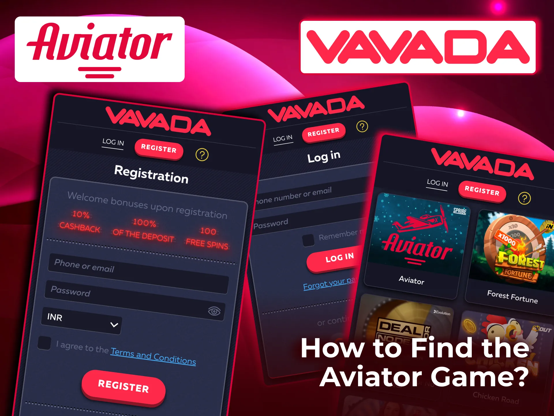 Find Aviator on Vavada by logging in, opening Crash category, or using search bar.