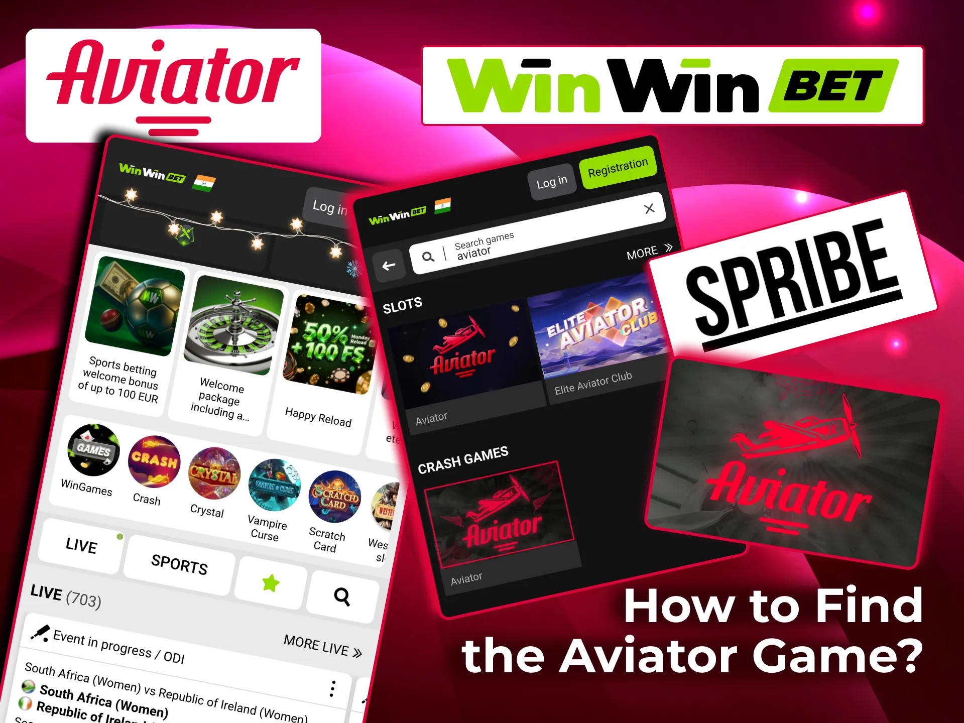 Locate Aviator on WinWin via Casino section under crash games category.