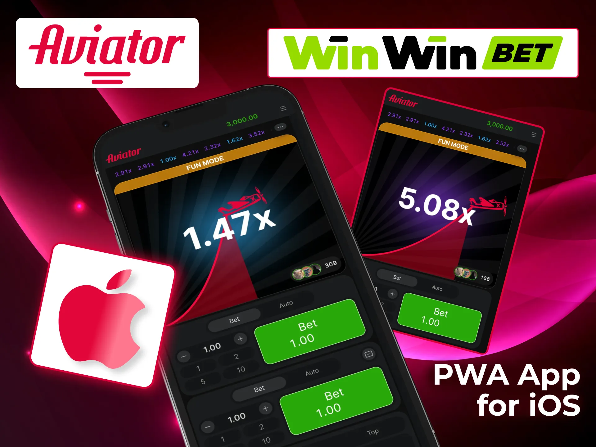 Play Aviator on iPhone or iPad by installing WinWin iOS app.